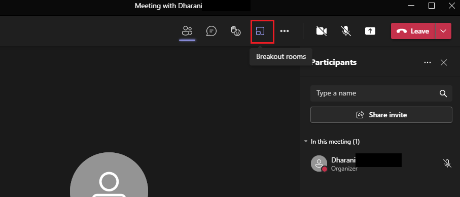 Teraz kliknij opcję Breakout rooms