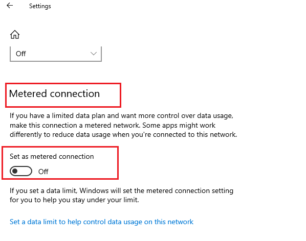 Option de connexion mesurée