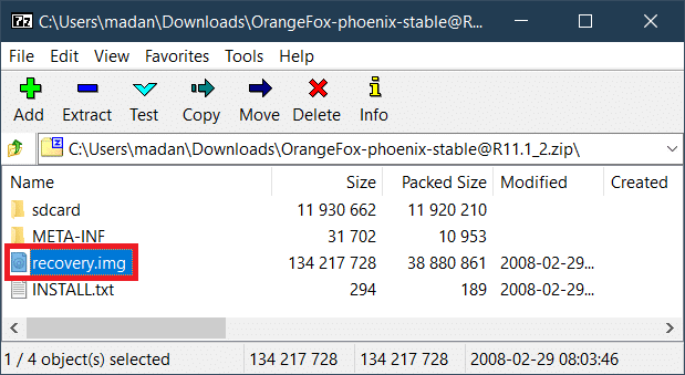 Extrahieren Sie das Download-Archiv und kopieren Sie die .img-Datei aus dem extrahierten Ordner. So rooten Sie ein Android-Telefon