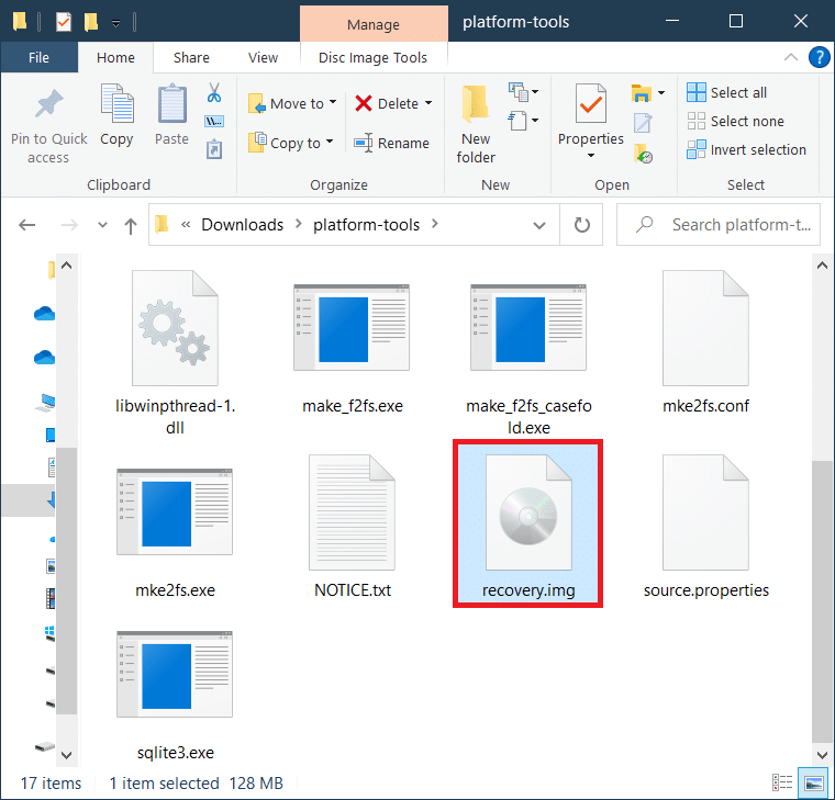 Rekatkan file .img di folder tempat Anda mengekstrak alat ADB pada langkah sebelumnya dan ganti namanya menjadi recovery.img