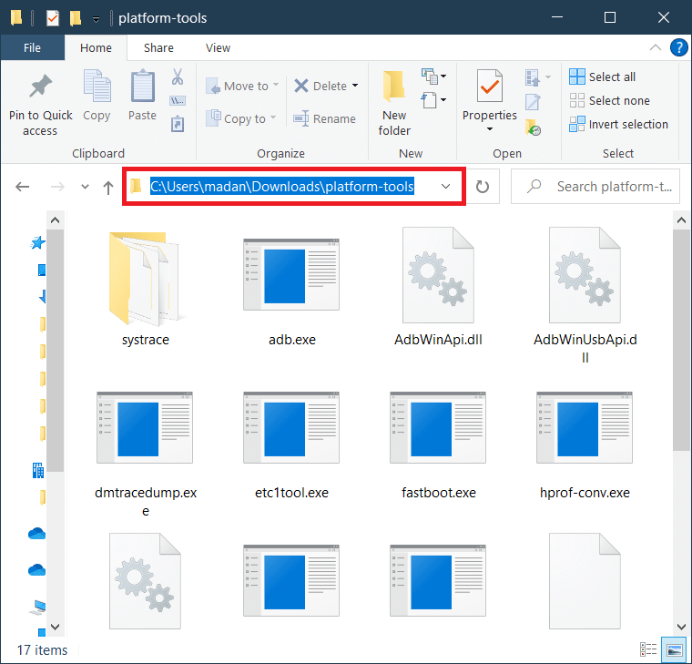 Salin jalur file dari bilah alamat di file explorer