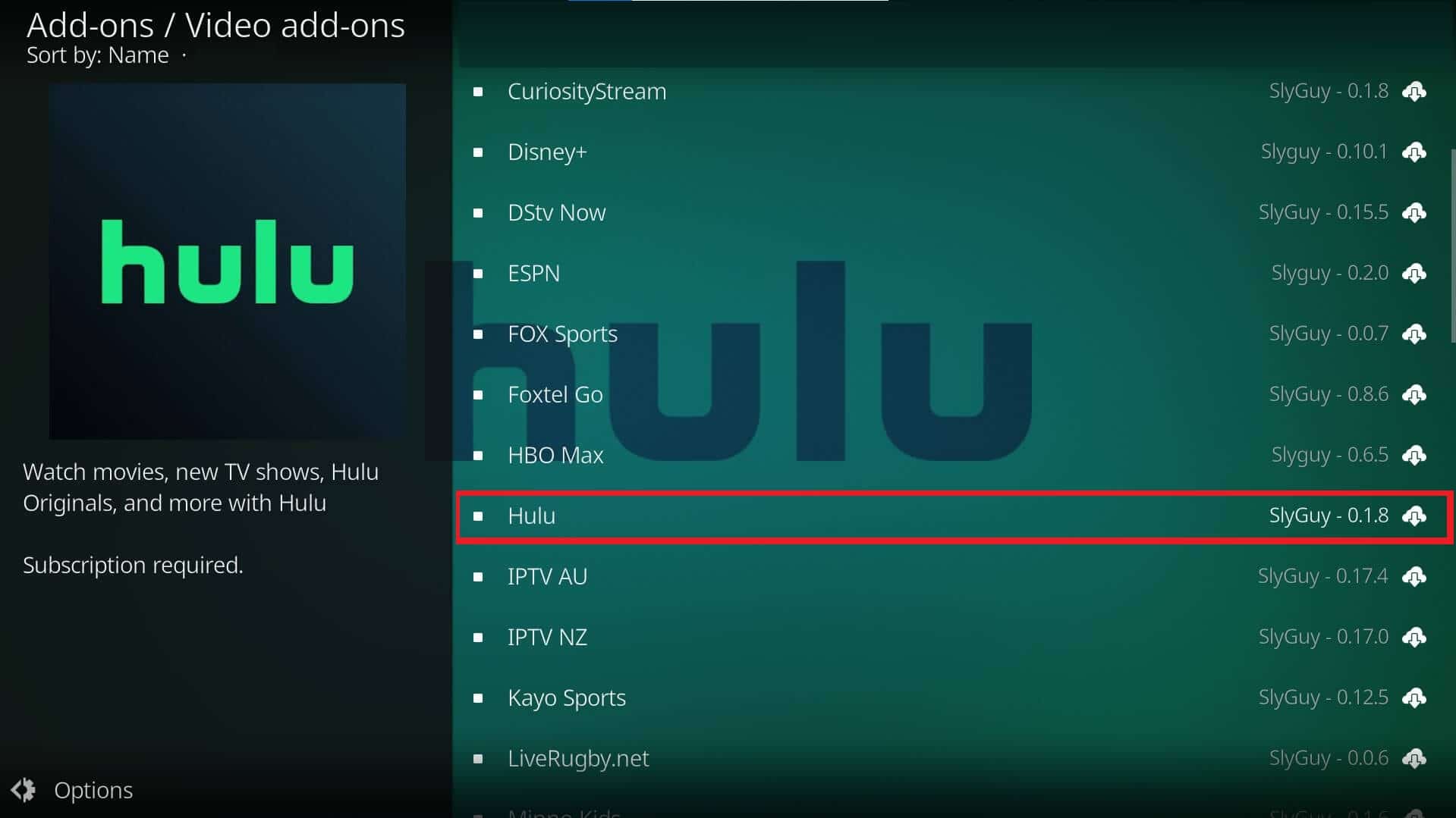 addon kodi hulu-in-slyguy