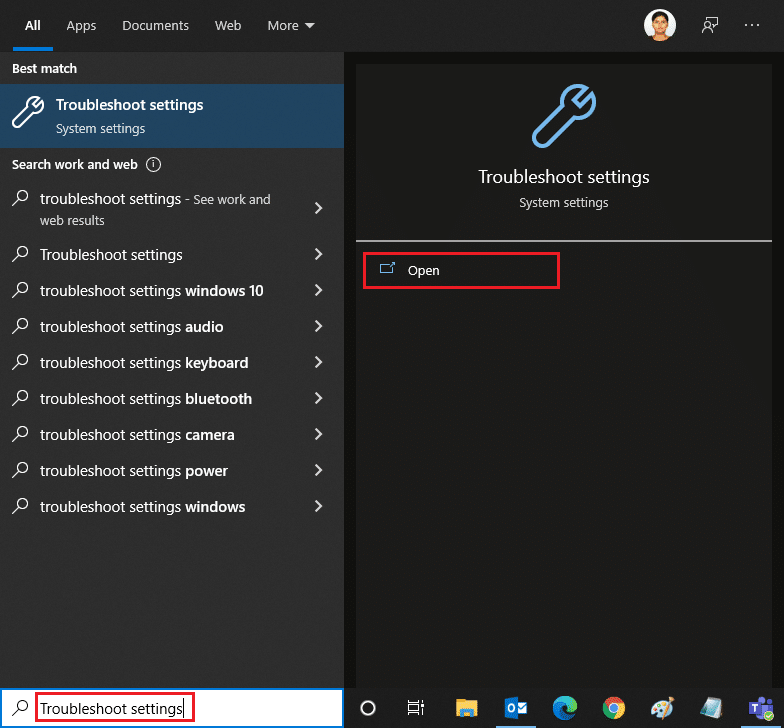 Ketik Troubleshoot settings di menu pencarian