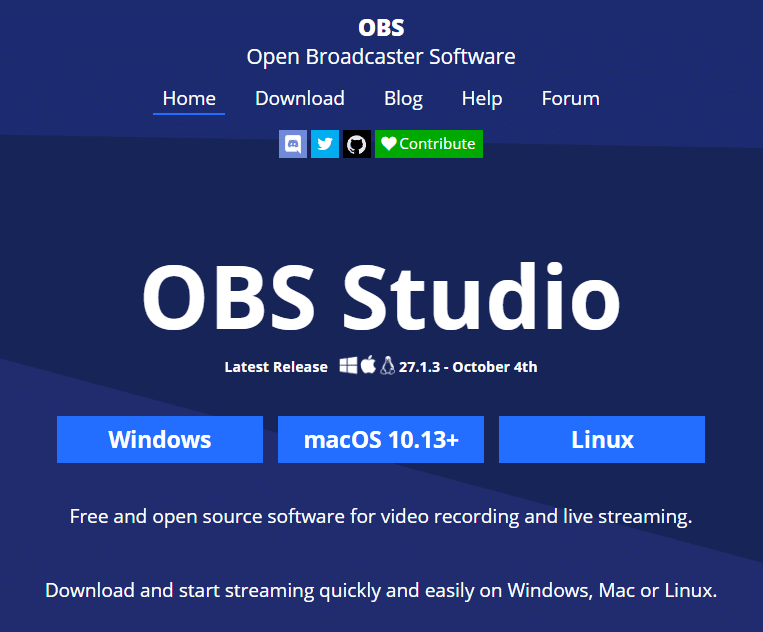 Sito ufficiale di OBS Studio