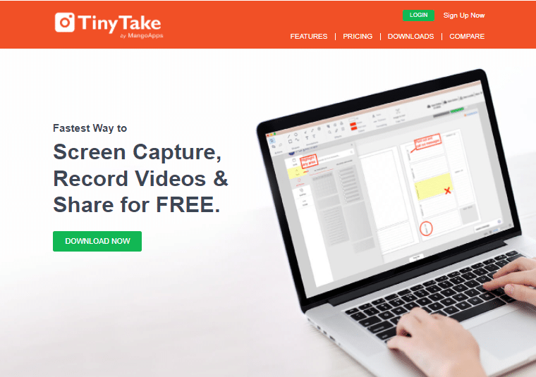 TinyTake 的官方网站。适用于 PC 的最佳免费屏幕录像机