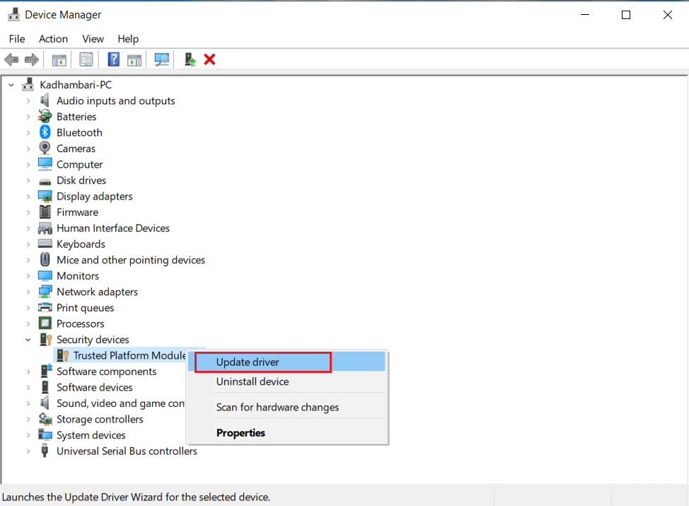 อัปเดตตัวเลือกไดรเวอร์ วิธีแก้ไข Trusted Platform Module 80090016 Error