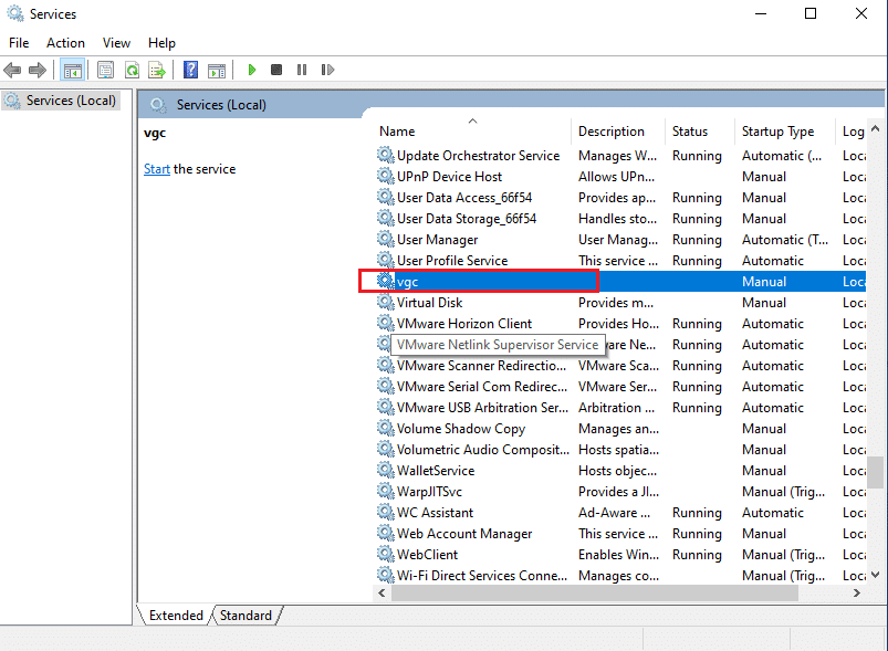 Navigieren Sie zu vgc und doppelklicken Sie darauf