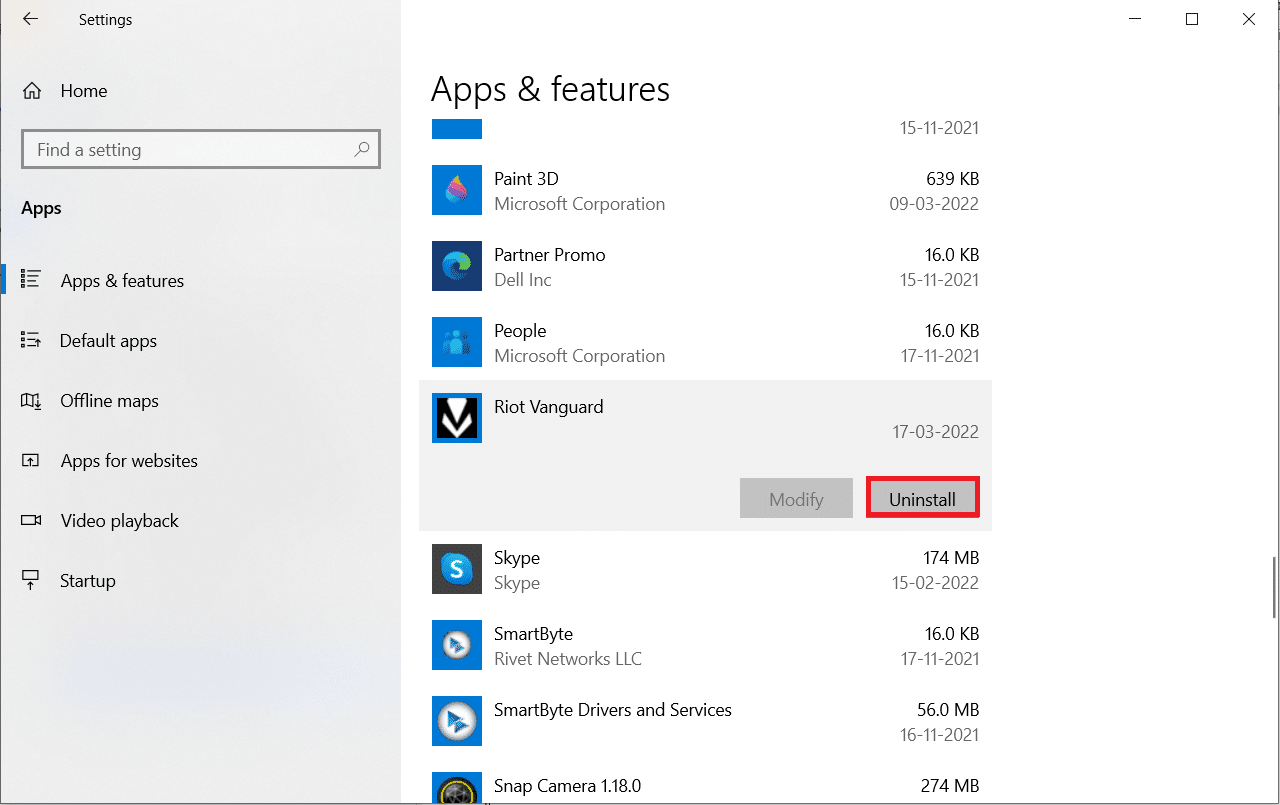 Clique em Desinstalar. Como corrigir o erro Valorant Val 43 no Windows 10