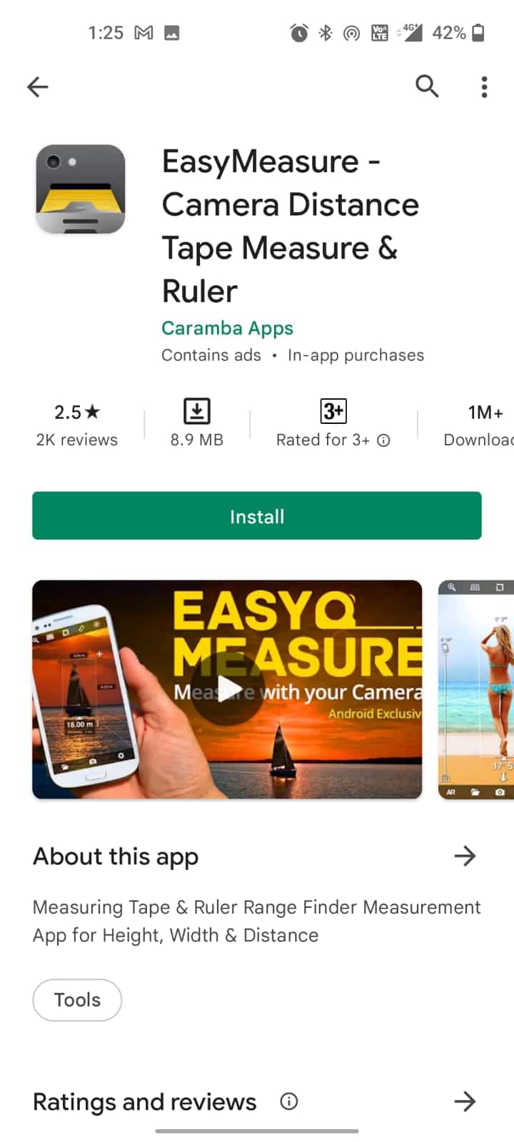 EasyMeasureカメラ距離テープメジャー定規。 Androidのトップ18ベスト測定アプリ