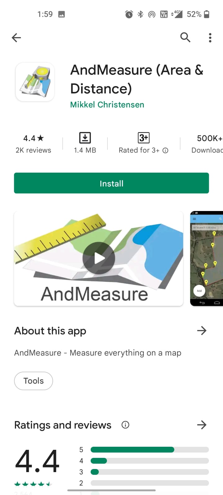 AndMeasureの面積と距離