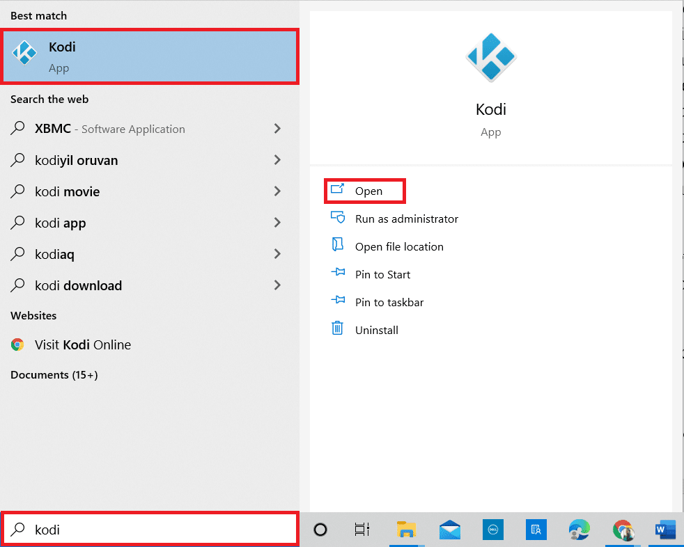 Naciśnij klawisz Windows. Wpisz Kodi i uruchom go. Jak dodać IMDB na Kodi