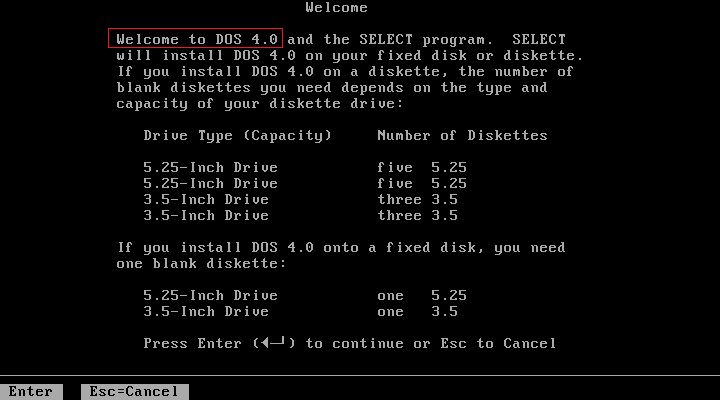 مثبت MS-DOS 4.0. أسوأ أنظمة التشغيل