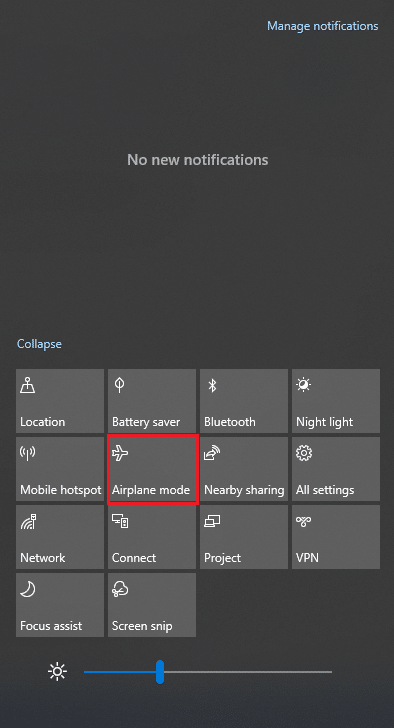 Si el modo Avión está activado, haga clic en la configuración para desactivarlo. Arreglar la opción WiFi que no se muestra en Windows 10