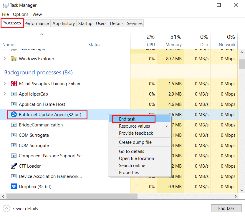 结束任务选项。修复 Windows 10 中正在进行的另一个安装