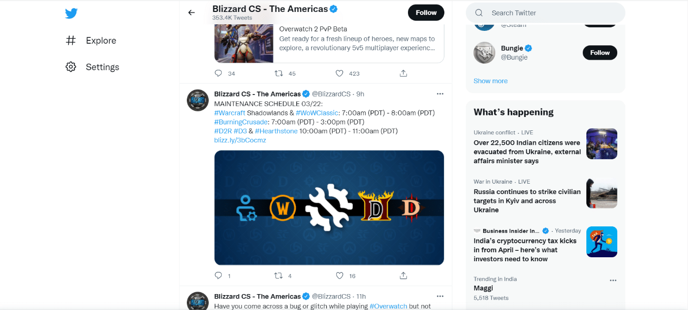 Blizzard'ın Twitter sayfası. Windows 10'da Devam Eden Başka Bir Kurulumu Düzeltme