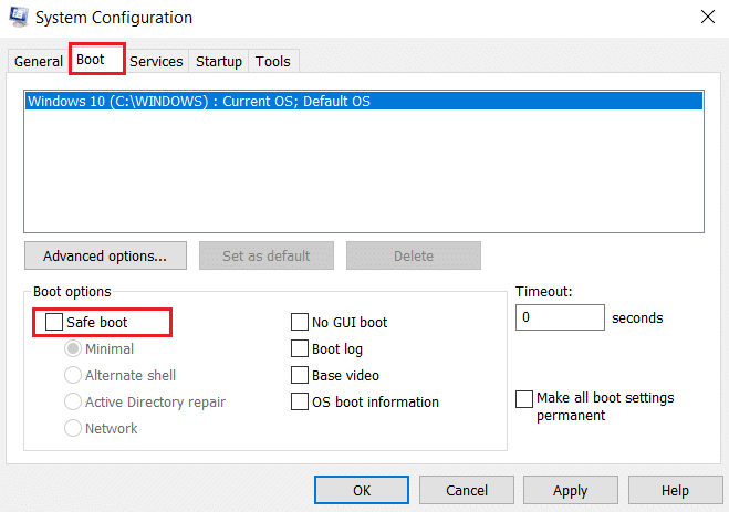 Option de démarrage sécurisé