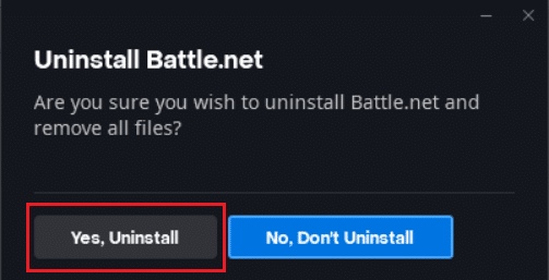 Oui, option de désinstallation. Correction de Battle.net en attente d'un autre problème d'installation ou de mise à jour