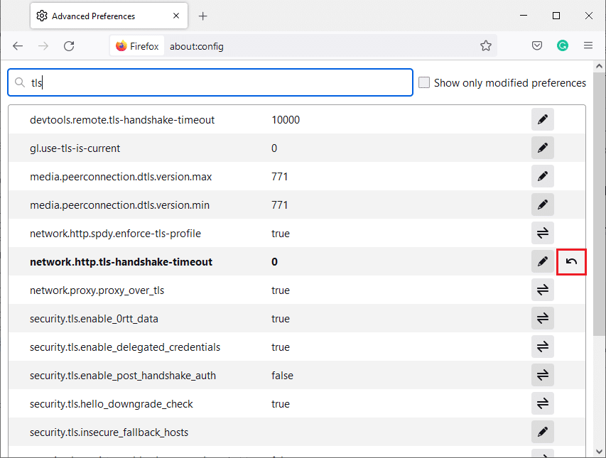 Símbolo de flecha para restablecer valores