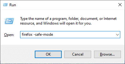 運行對話框。修復 Windows 10 中的 Firefox SSL_ERROR_NO_CYPHER_OVERLAP