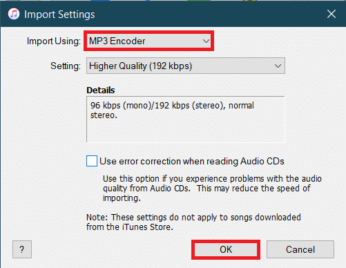 mp3 kodlayıcıyı seçin. Windows 10'da M4B'yi MP3'e Dönüştürme