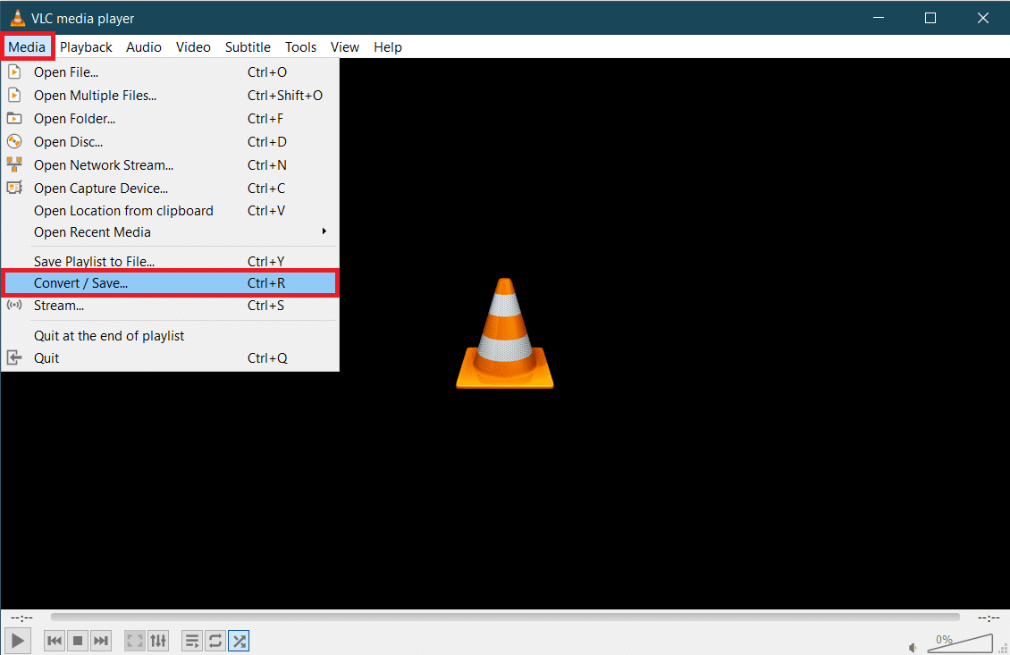 clique na opção converter ou salvar em vlc