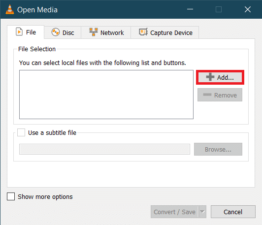 clique na opção adicionar. Como converter M4B para MP3 no Windows 10