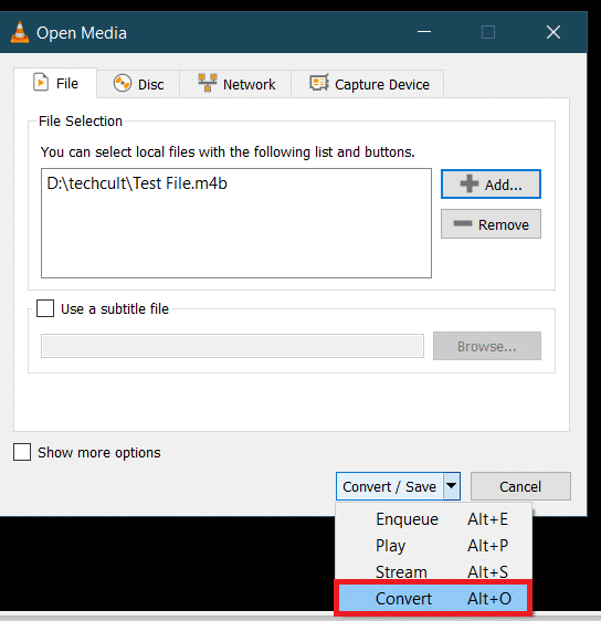 選擇轉換選項。如何在 Windows 10 中將 M4B 轉換為 MP3