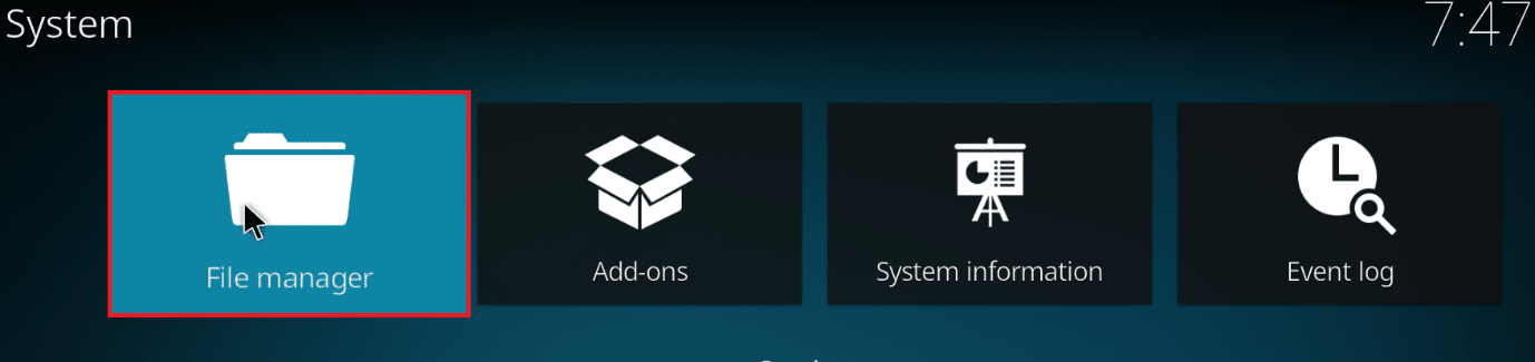 คลิกตัวจัดการไฟล์ วิธีเพิ่มความเร็วของ Kodi