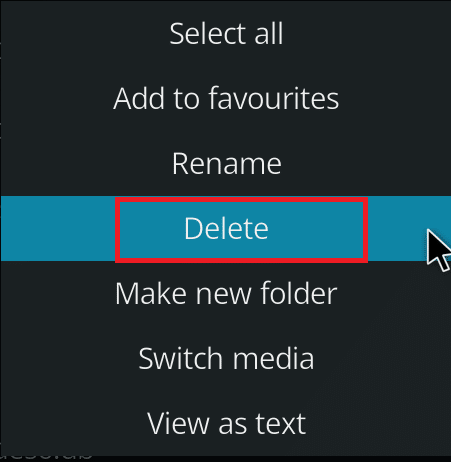 คลิกขวาที่ไฟล์ฐานข้อมูล Add-on แล้วเลือก Delete วิธีเพิ่มความเร็วของ Kodi