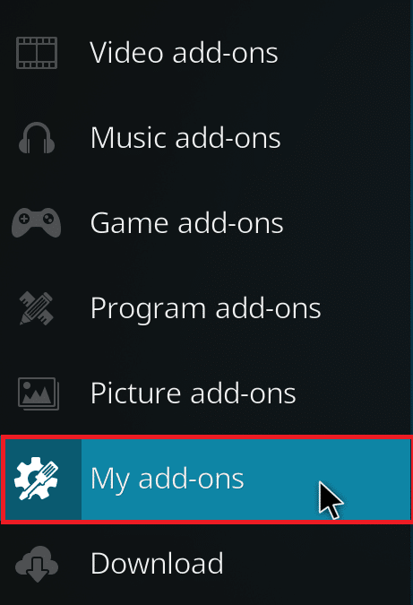 Klicken Sie auf Meine Add-Ons. So optimieren Sie Kodi