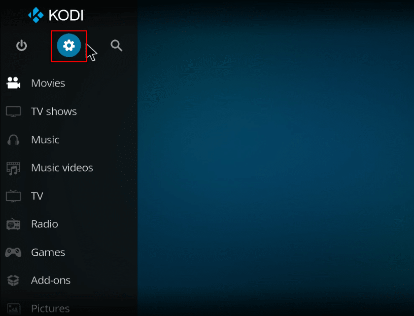 單擊設置圖標。如何優化 Kodi