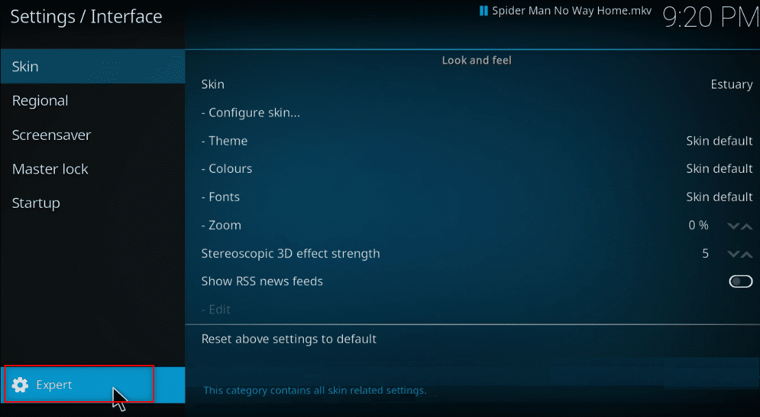 Clique no ícone de engrenagem no canto inferior esquerdo da tela até que ele seja alterado para a configuração Expert