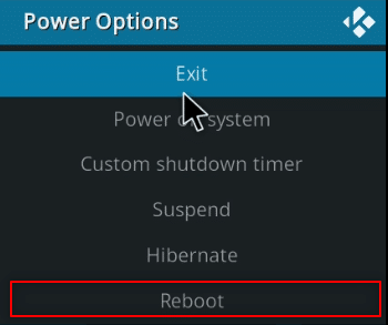 Kodi 앱 다시 시작