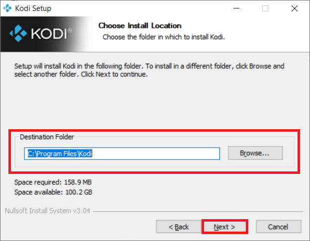 เรียกดูโฟลเดอร์ปลายทางแล้วคลิกถัดไป วิธีเพิ่มประสิทธิภาพ Kodi