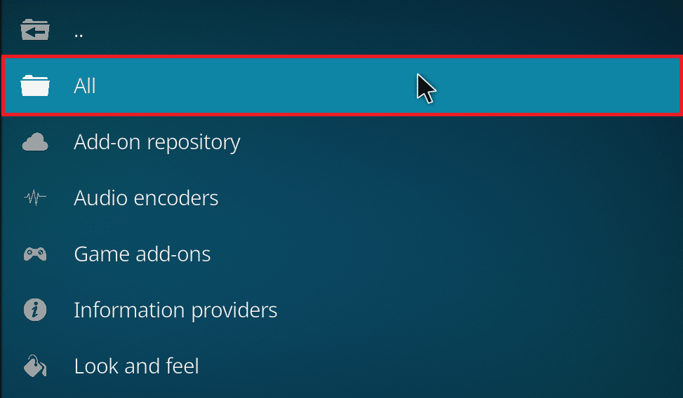 單擊全部。如何優化 Kodi