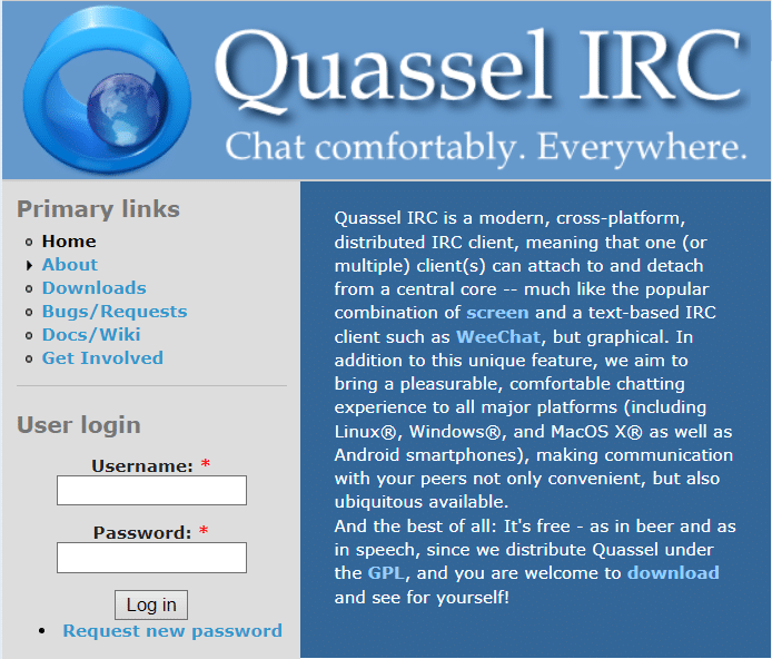 Sito ufficiale di Quassel IRC