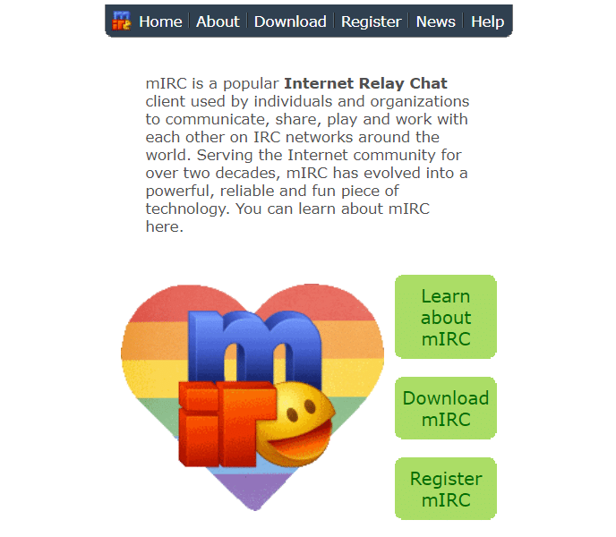 Situs web resmi untuk mIRC