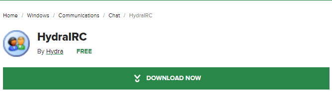 صفحة التنزيل لـ HydraIRC