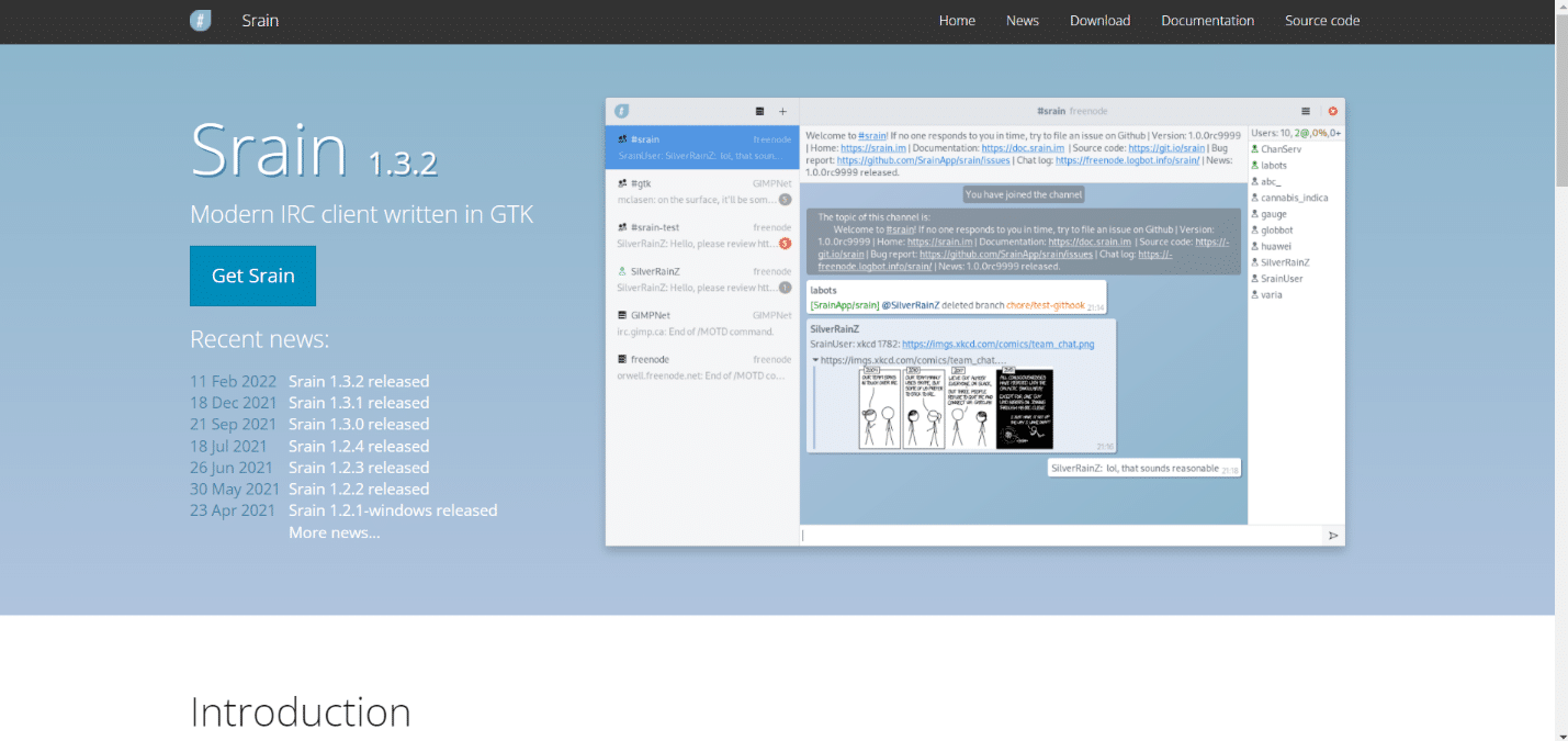 Srain. Melhores clientes de IRC para Windows