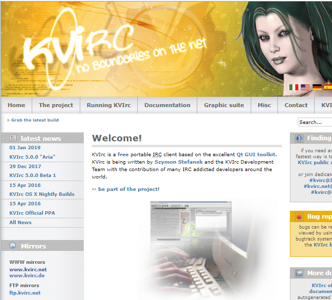 Site oficial para KVIrc. Melhores clientes de IRC para Windows