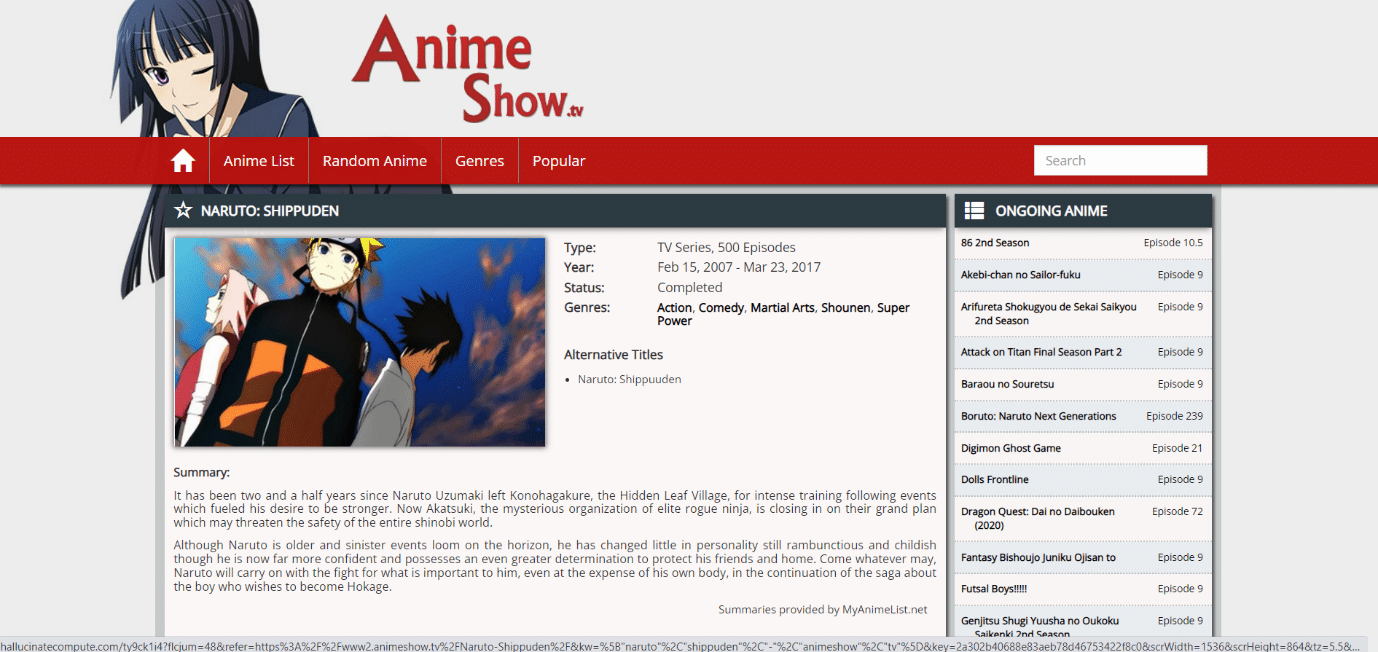 Animeshow. 21 Beste Website, um Naruto Shippuden zu sehen