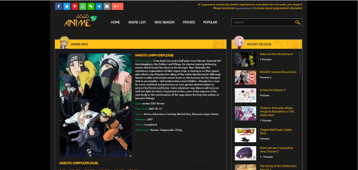 Gogoanime. Naruto Shippuden İzlemek İçin En İyi 21 Web Sitesi