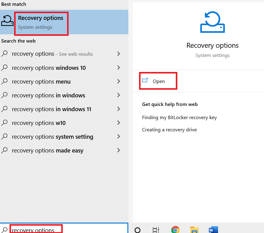 Ouvrez les options de récupération. Comment réparer l'erreur 0x80070057 de la mise à jour Windows