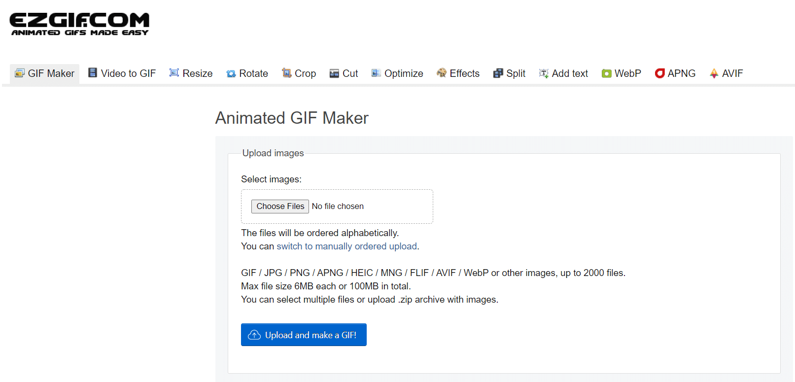 Ezgif.com. 19 cel mai bun editor GIF gratuit