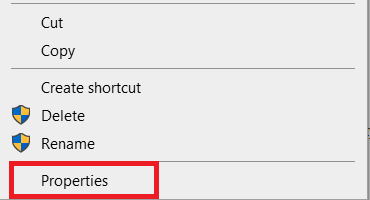 Selecione Propriedades. Como corrigir não foi possível criar a máquina virtual Java no Windows 10