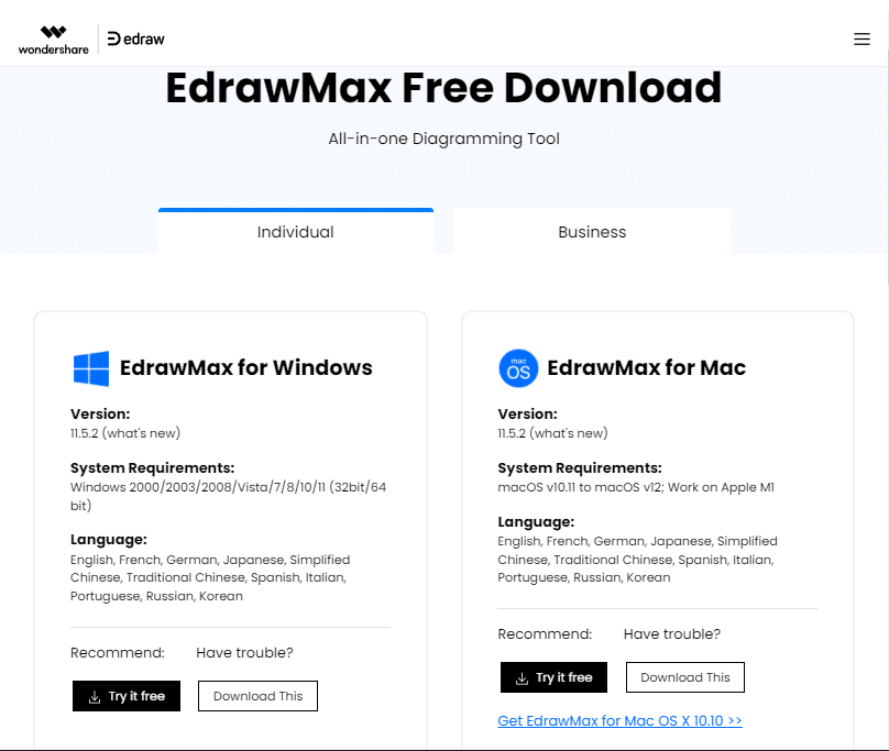 Site-ul oficial al EDrawMax