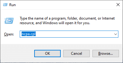 พิมพ์คำสั่ง ncpa.cpl แล้วกด Enter แก้ไข Wireless Autoconfig Service wlansvc ไม่ทำงานใน Windows 10