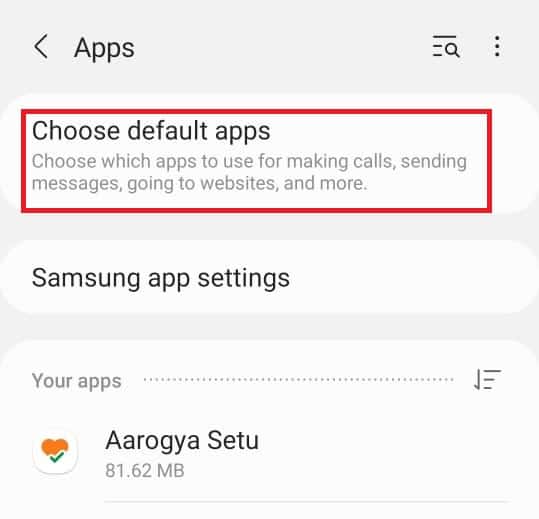 Toque em Escolher aplicativos padrão.