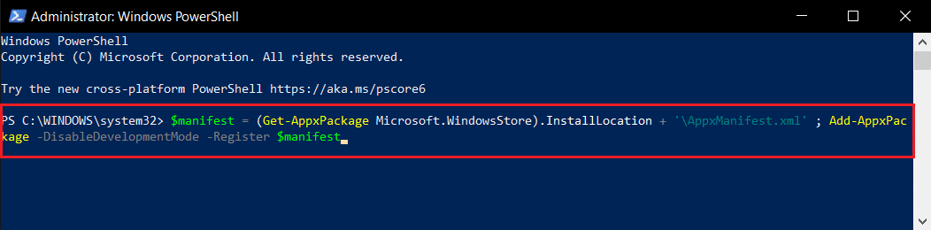 comando powershell per correggere l'errore critico di Windows 10 Menu Start e Cortana non funziona