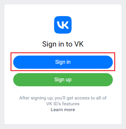 Faça login no site VKontakte